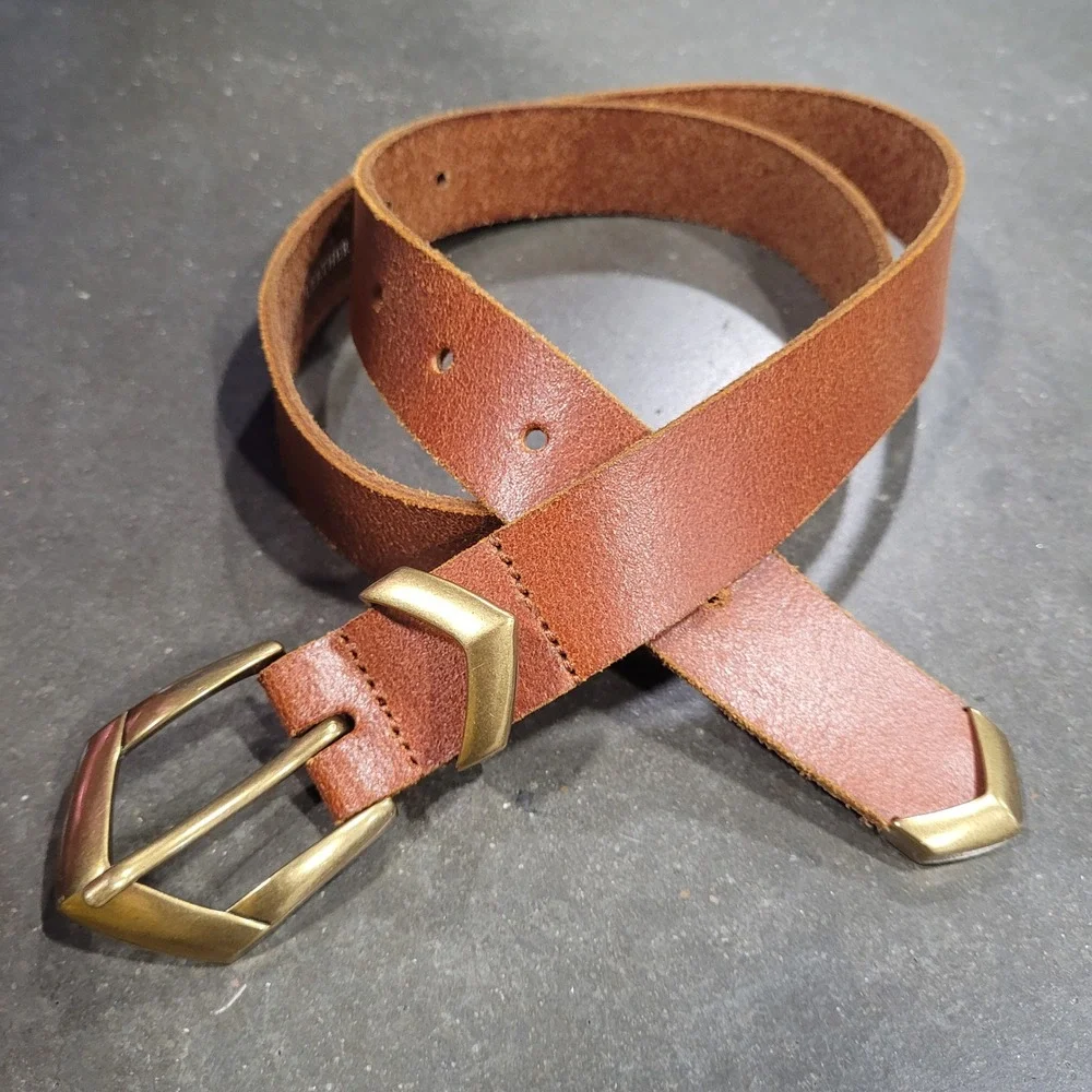 Brown Leather Belt Medium Western Cowgirl Boho Rustic Heritage Minimalist Rodeo